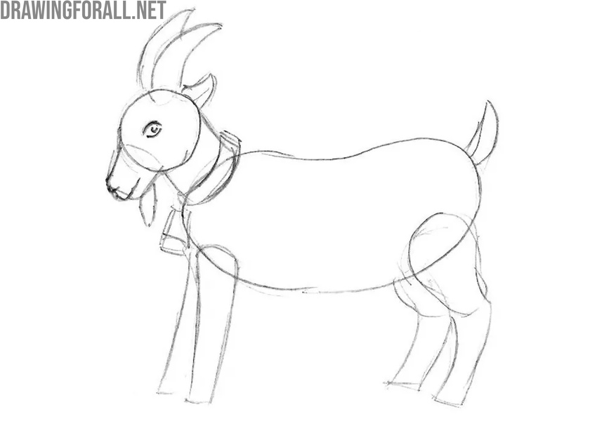 Draw the cartoon eye and goat beard