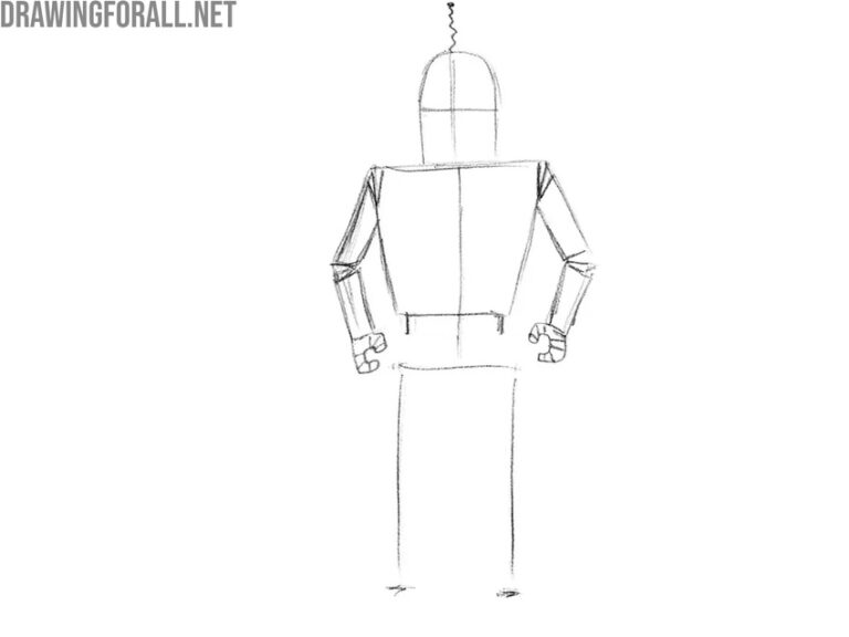 Robot Ribs Drawing How to Draw a Cartoon Robot - Drawingforall.net