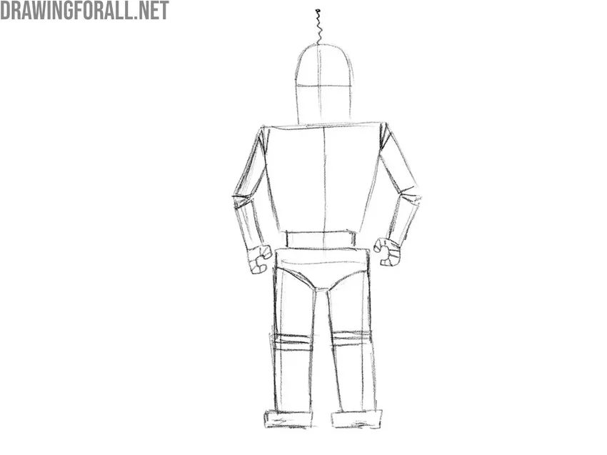 Sketch the segmented waist and legs