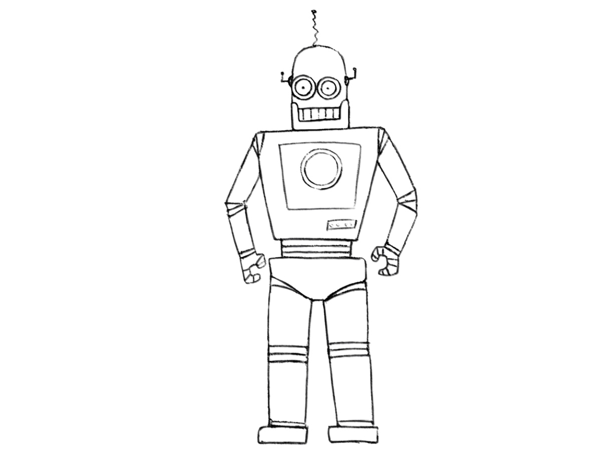 how to draw a cartoon robot featured image
