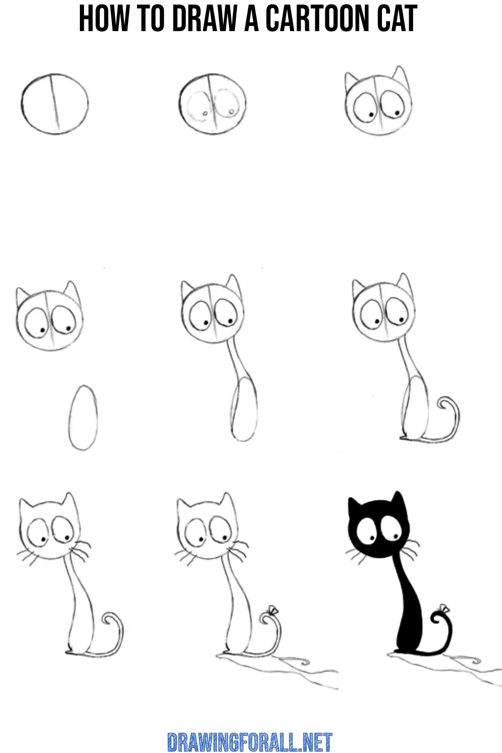 how to draw a stylized cartoon cat