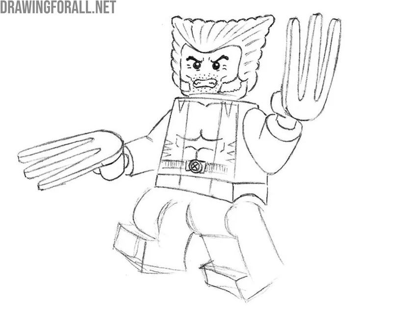 Draw the claws of LEGO Wolverine in detail