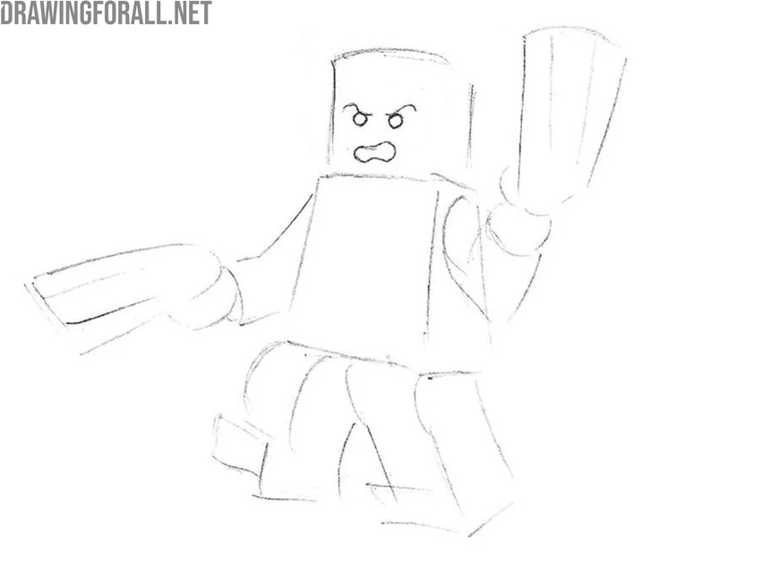 Draw the face of LEGO Wolverine