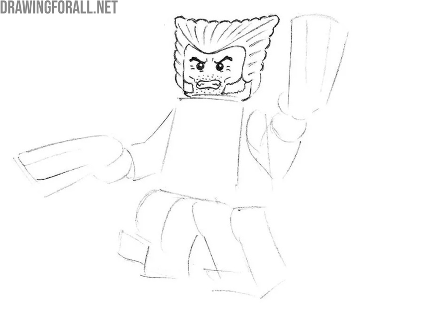 Detail the hair of LEGO Wolverine