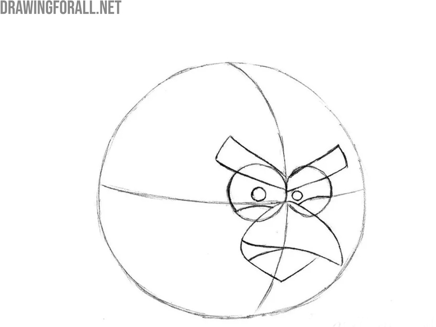 Draw the eyebrows of the Red Bird