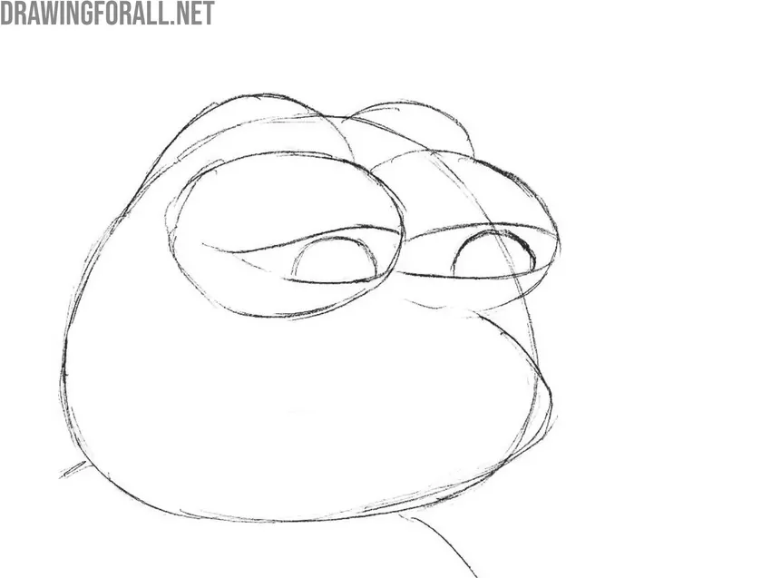 Sketch eyelids and pupils of Pepe