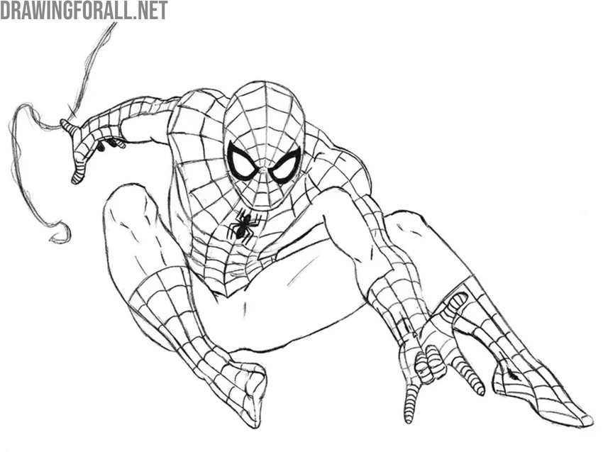 Draw the cross web pattern of Spider-Man