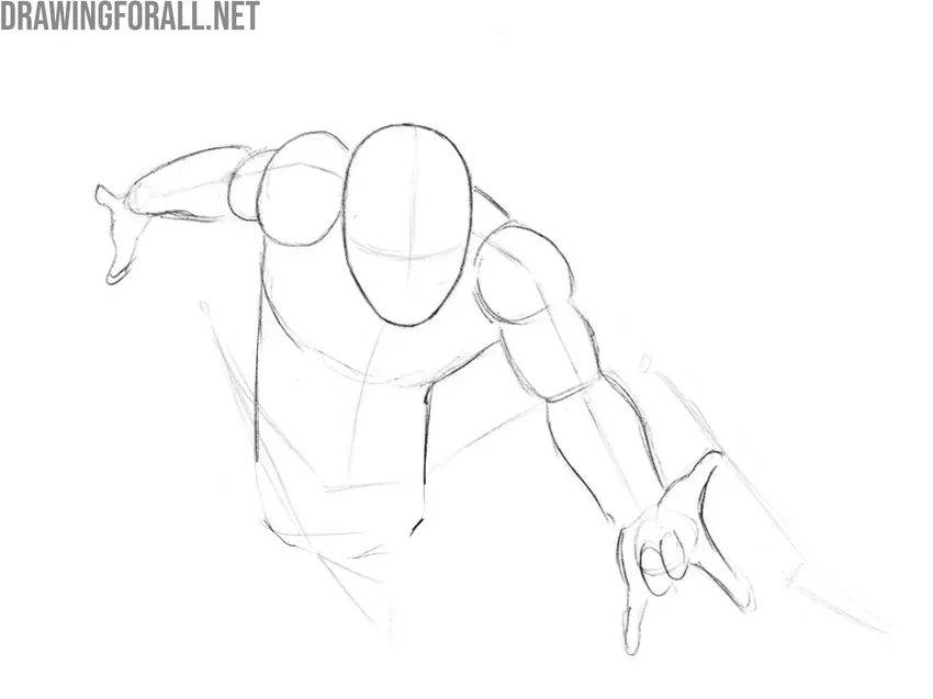 Draw the arm masses of Spider-Man