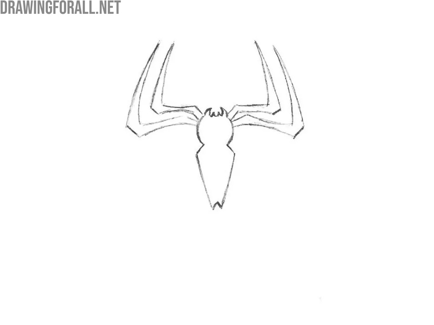 Sketch the front legs of the spider