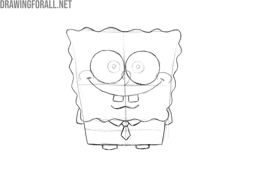 Sketch the collar, tie, and pants