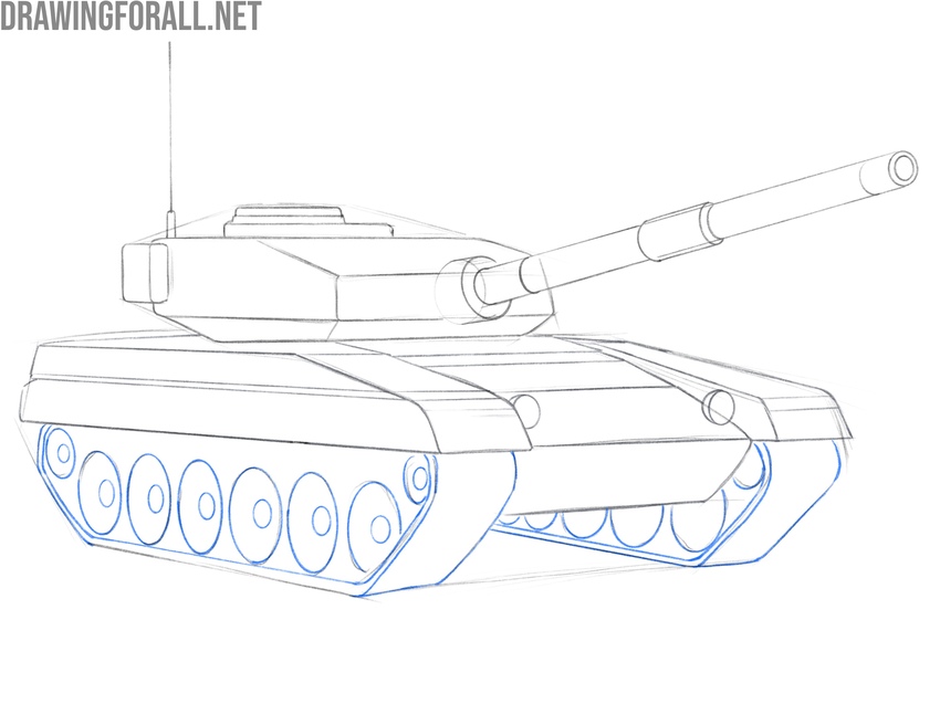 Refine the tracks and road wheels