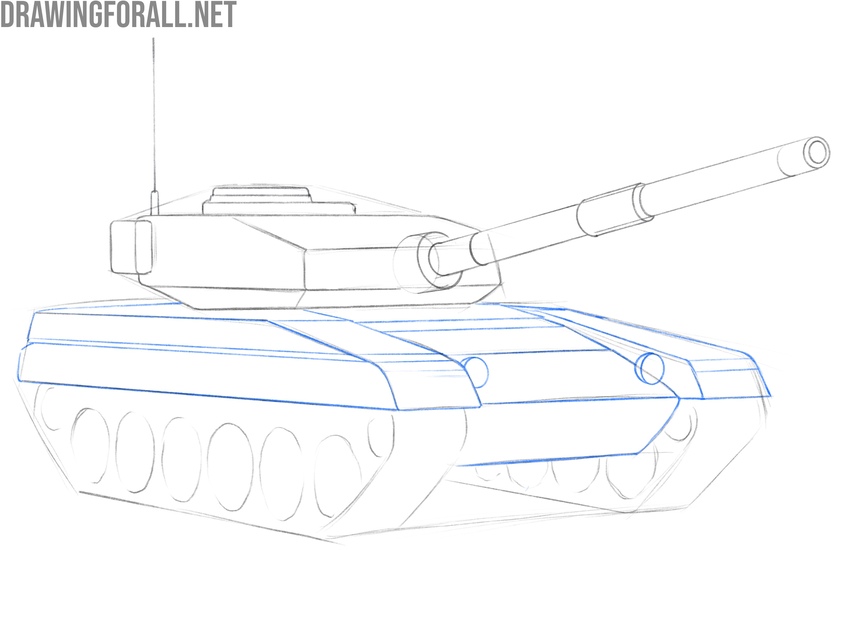 Draw the tank track armor plates