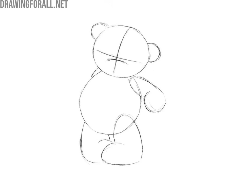 Draw the legs of the Teddy bear