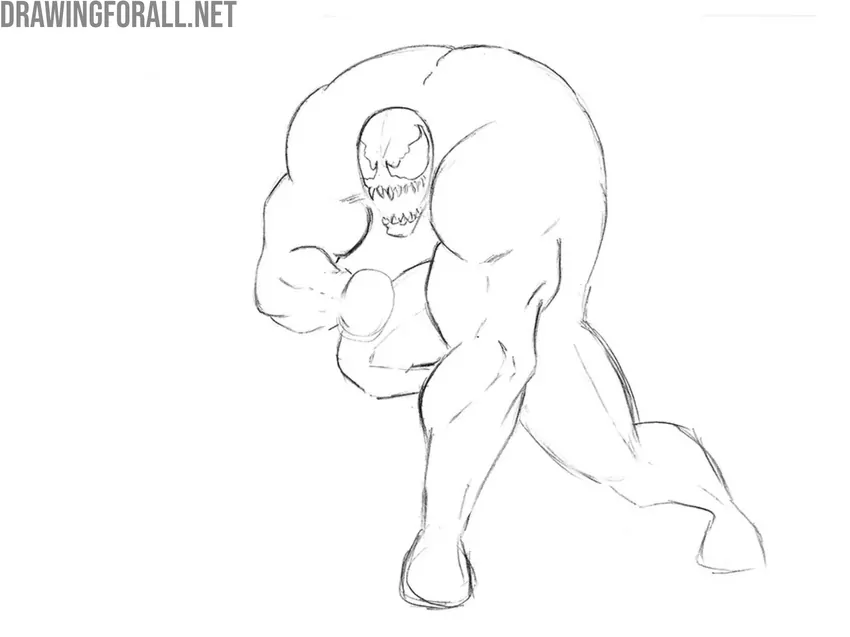 Draw the upper arms of Venom