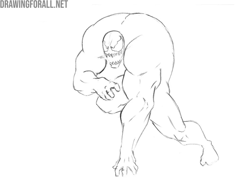 Draw the upper legs of Venom