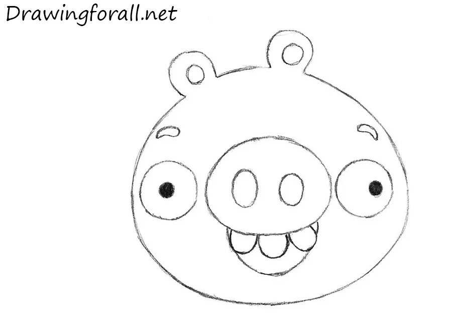 how to draw pig from angry birds ste[ by step