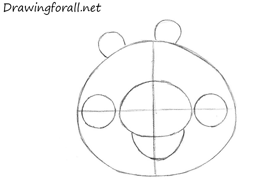 Draw the Angry Birds pig ears and mouth