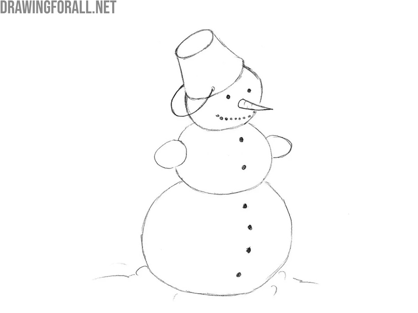 Sketch the dotted smile and buttons