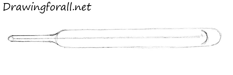 Draw the narrow tip of the thermometer