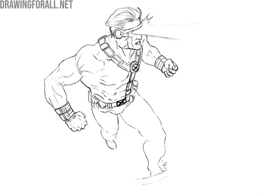 Draw the legs of Cyclops with clean lines