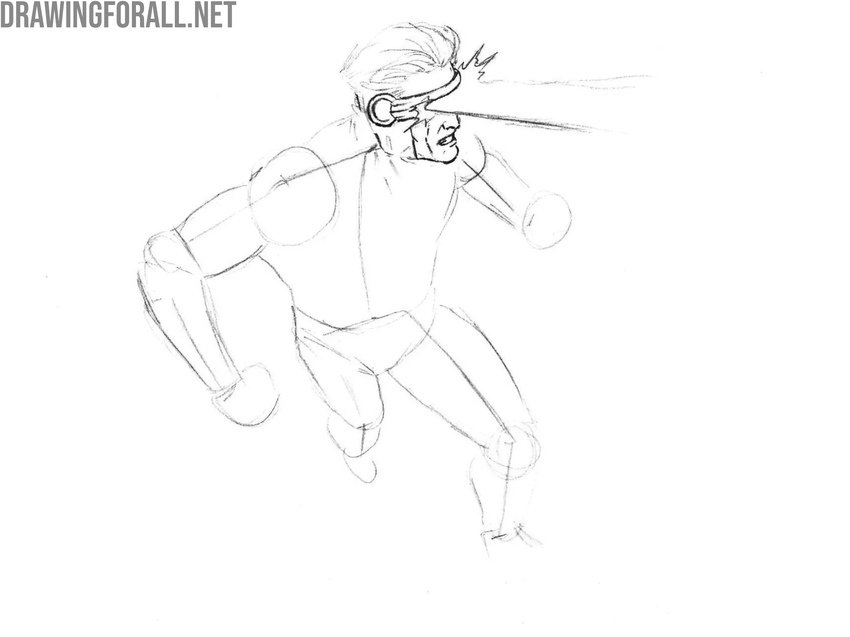 Sketch the flowing hair of the superhero