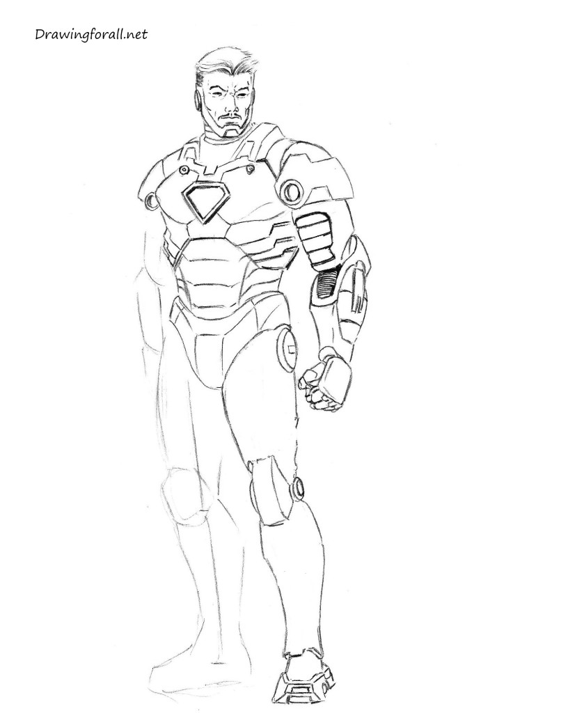 how 2 draw iron man step by step