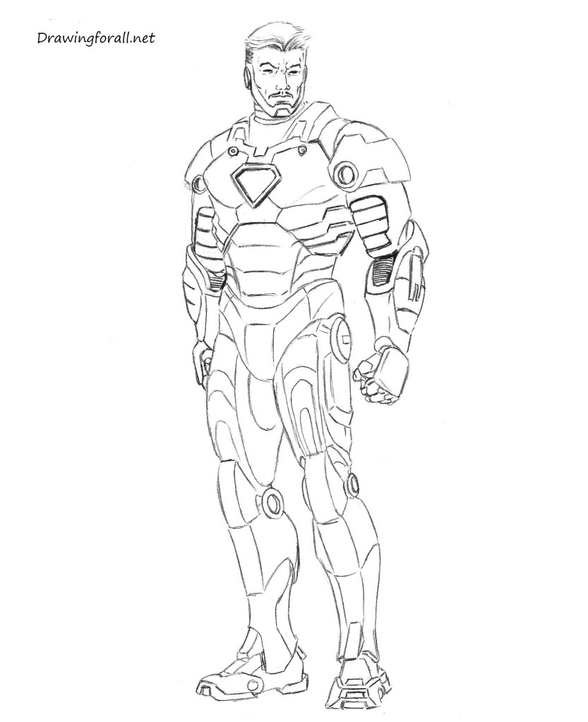 how 2 draw iron man step by step