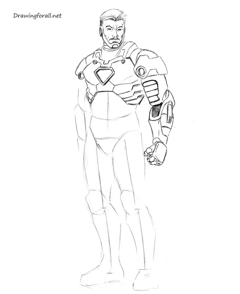 how to draw iron man step by step by pencil