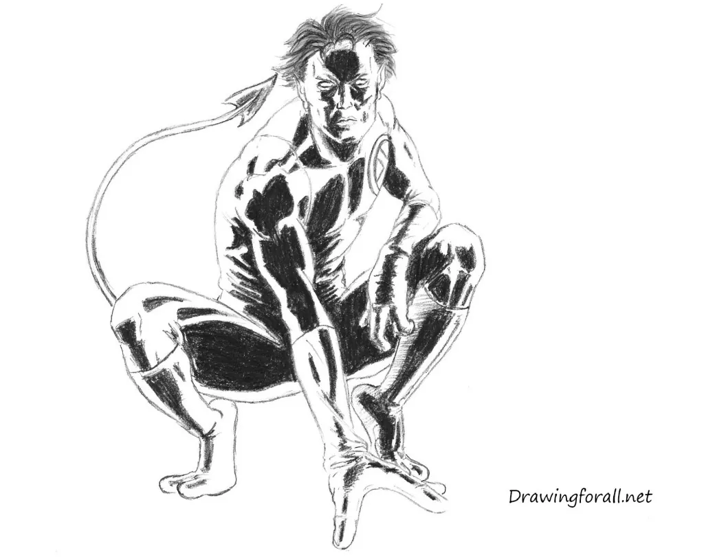 how to draw nightcrawler step by step