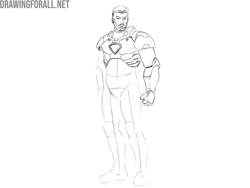 Draw the arm structure of Iron Man