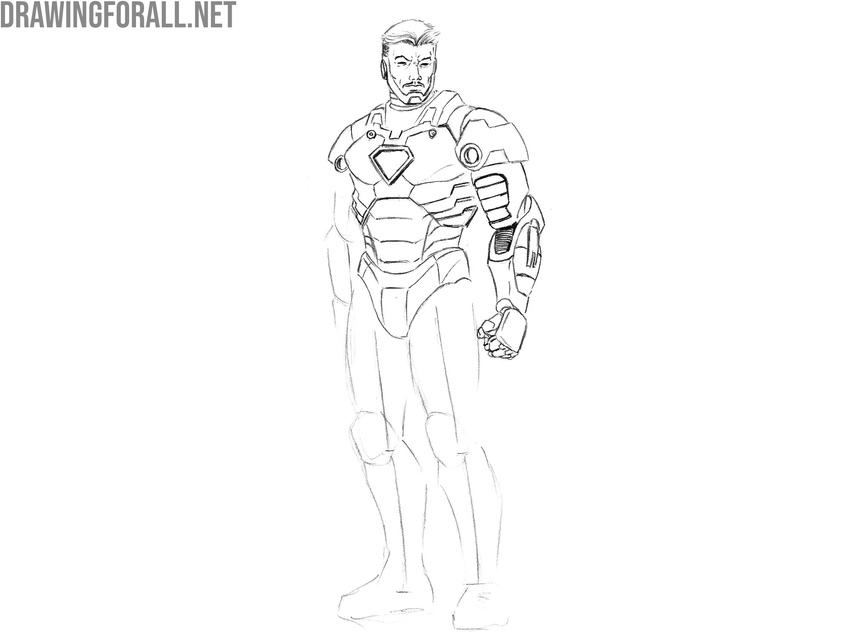 Draw the abdominal armor of Iron Man