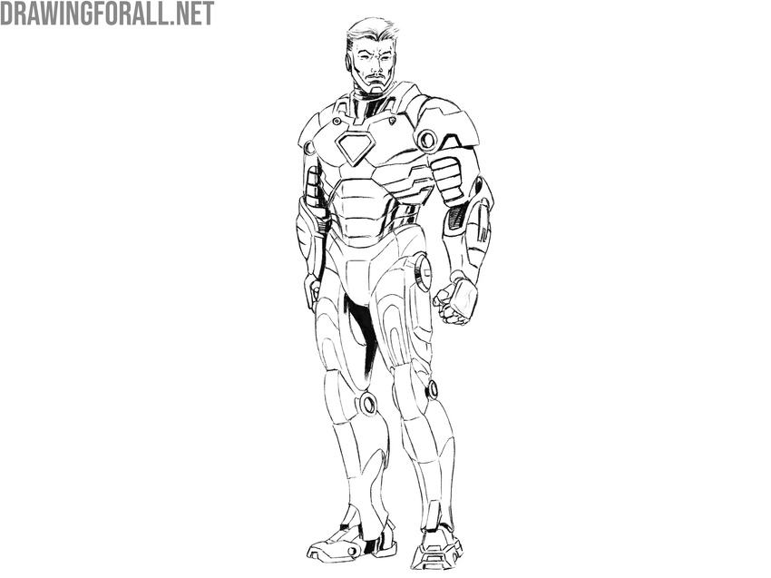 Add shading to the Iron Man drawing