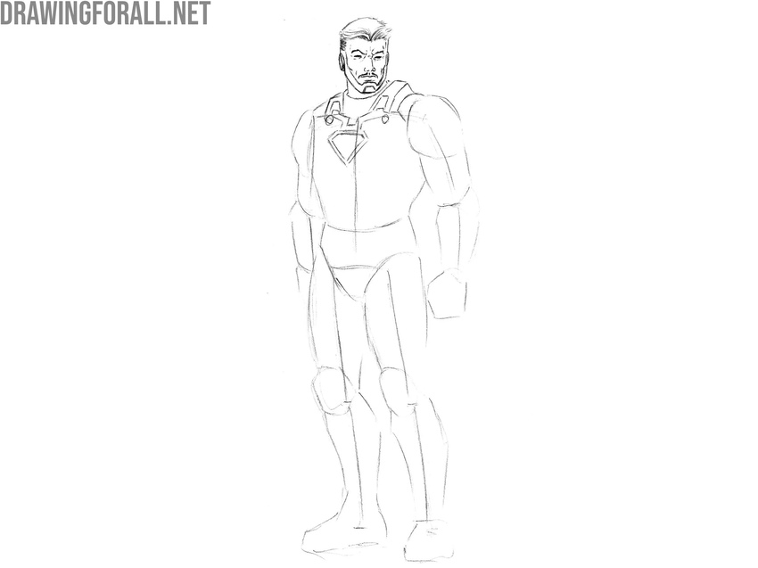 Draw the neck armor of Iron Man