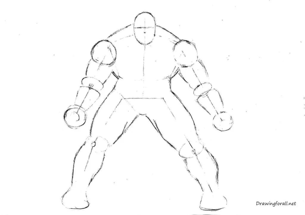 how to draw the Hulk step by step