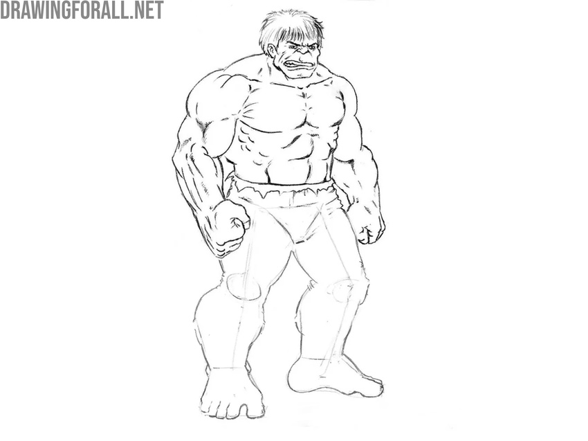 Draw the arm muscles of Hulk
