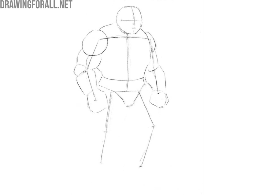 Sketch the comic character’s arms