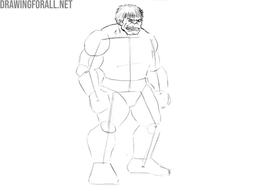 Draw the hair of Hulk