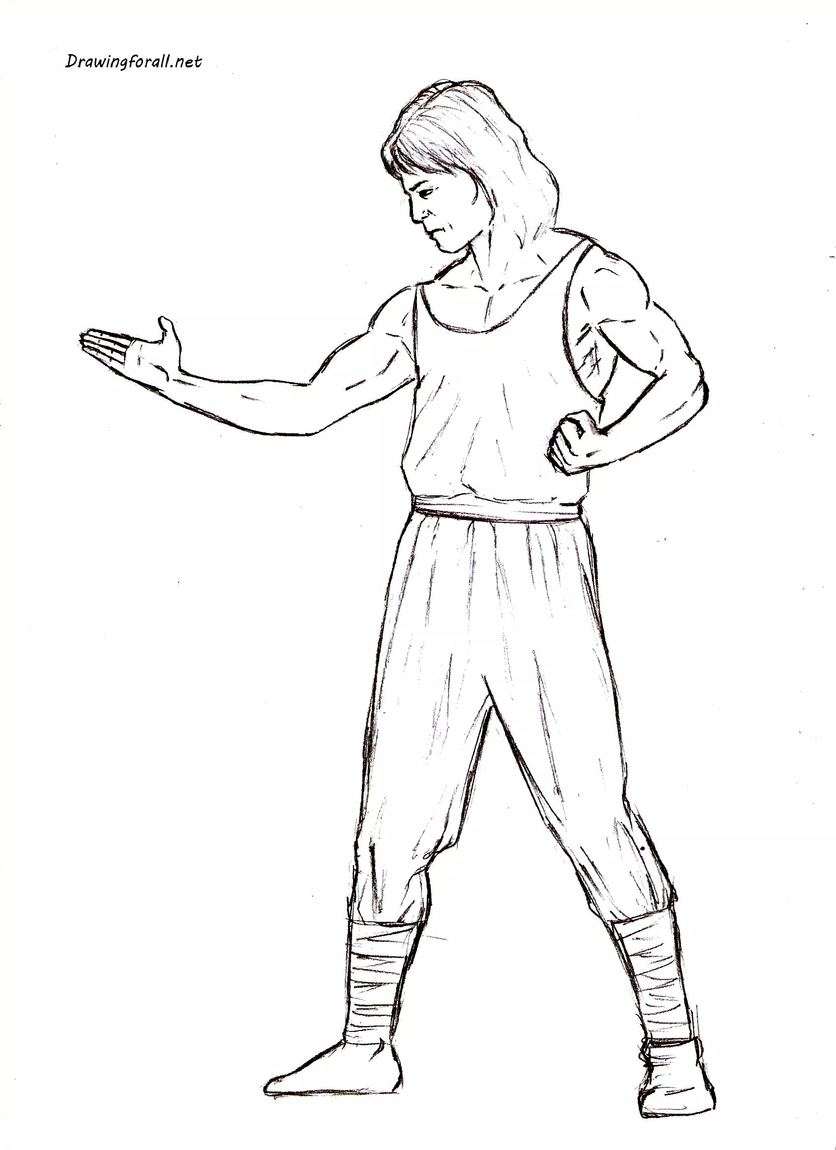 How to draw Liu Kang step by step