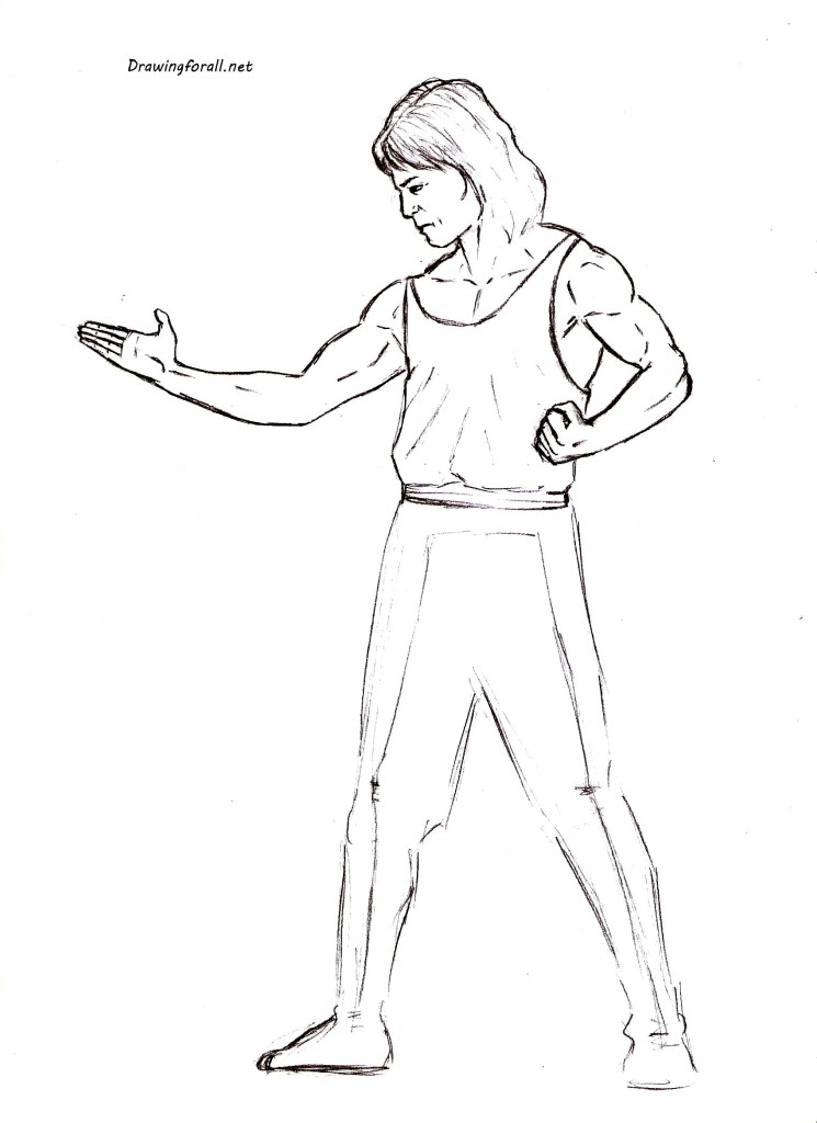 How to draw Liu Kang step_Mortal Kombat