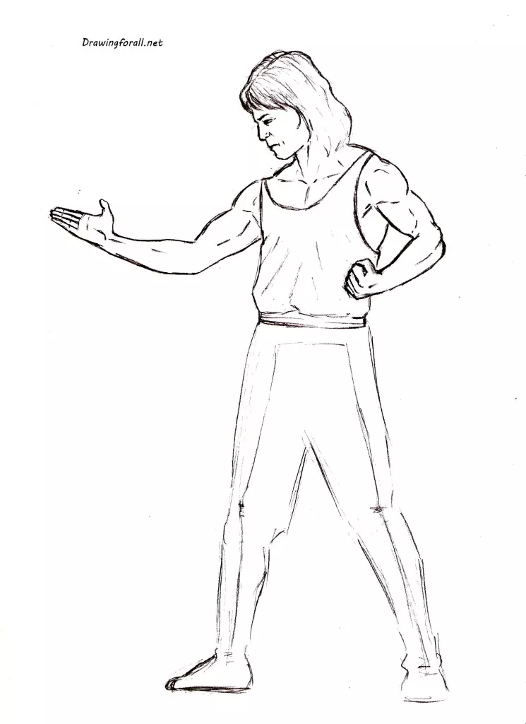 How to draw Liu Kang step_Mortal Kombat