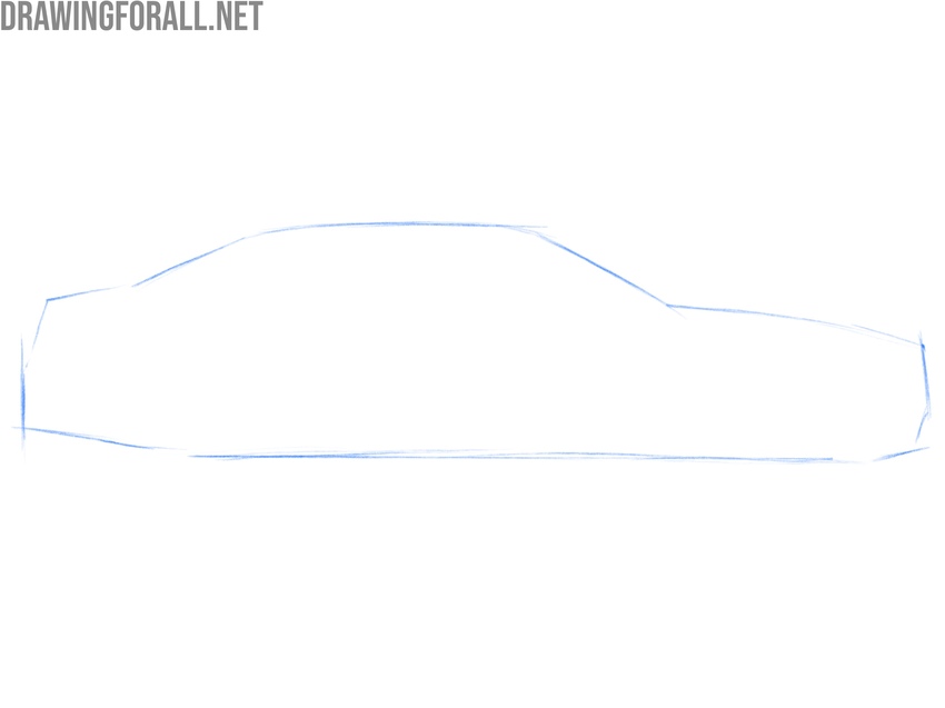 Sketch the outline of the car side profile