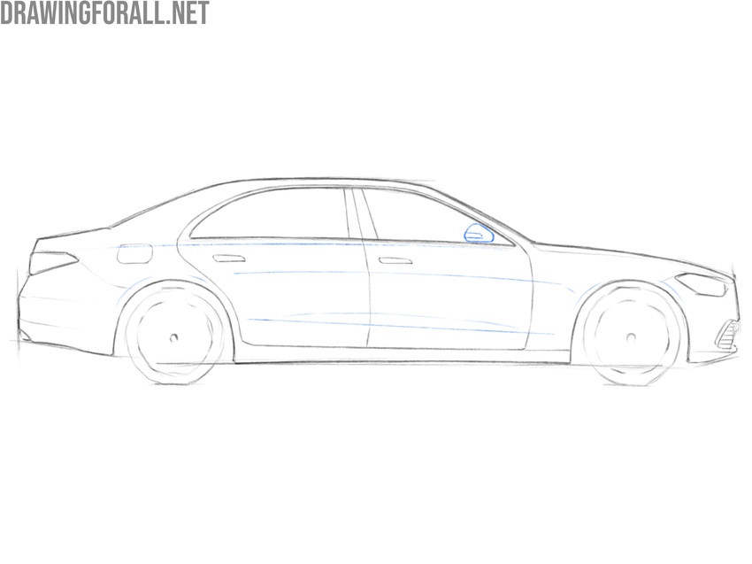 Draw the side mirror and body lines