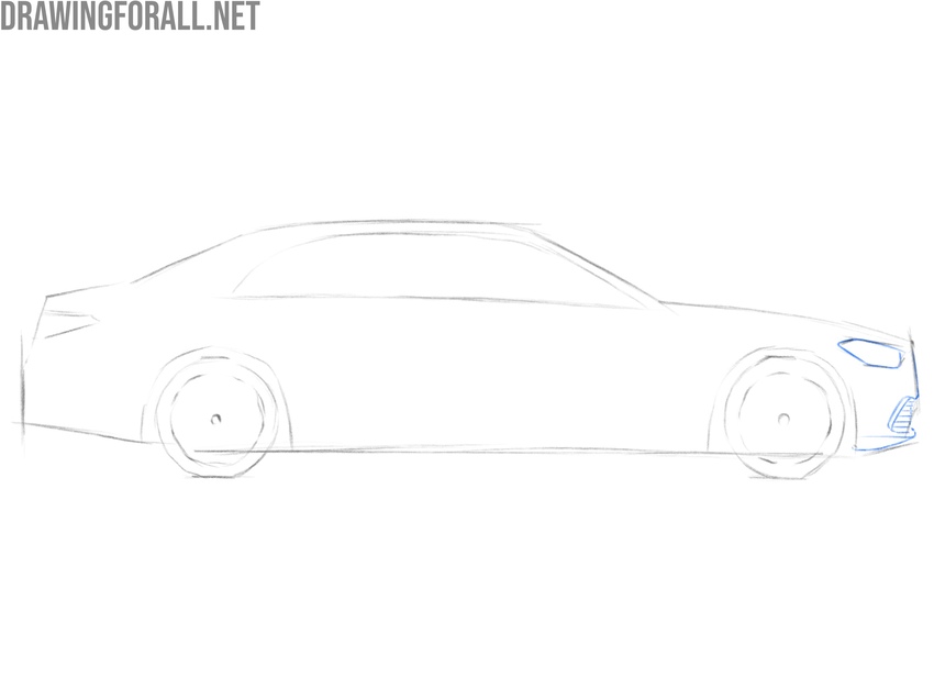 Draw the car headlight and bumper