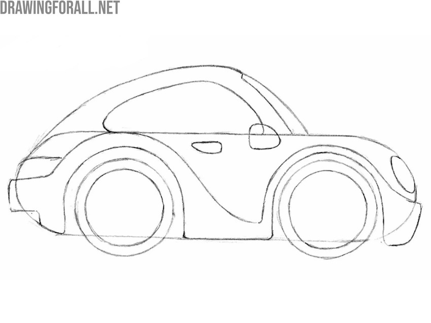 Sketch the handle, mirror, and headlight