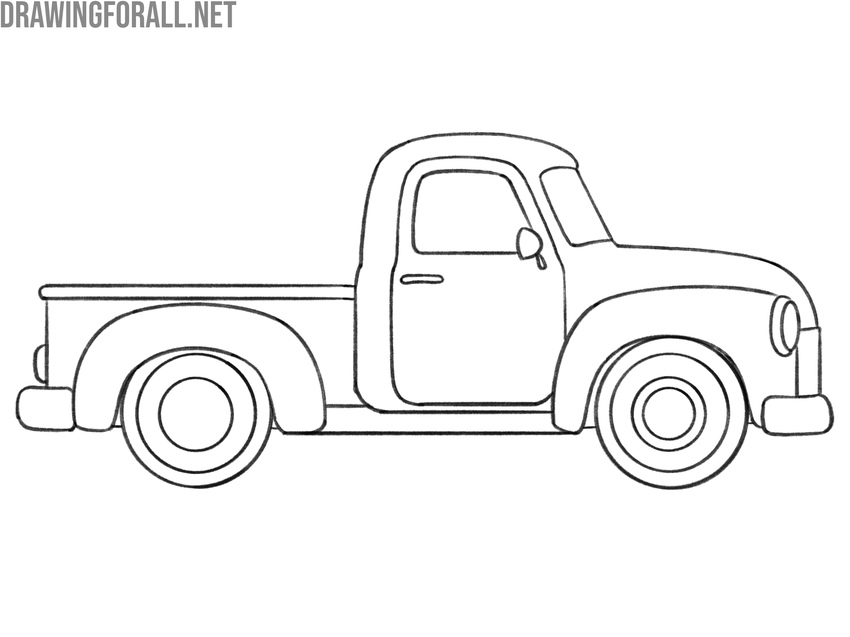 Example of a cartoon truck drawing