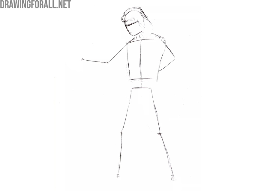 Sketch the head and torso masses