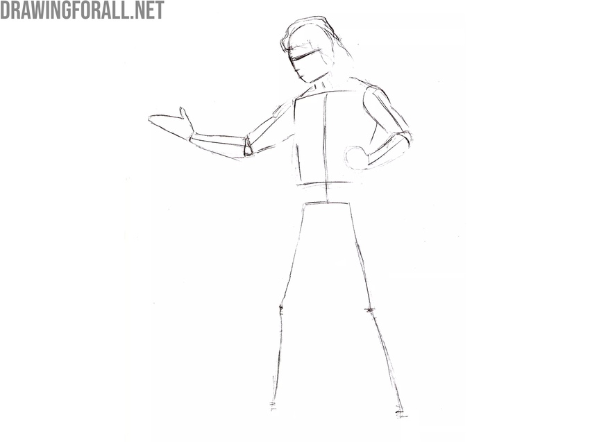 Draw the arms and hands of Liu Kang