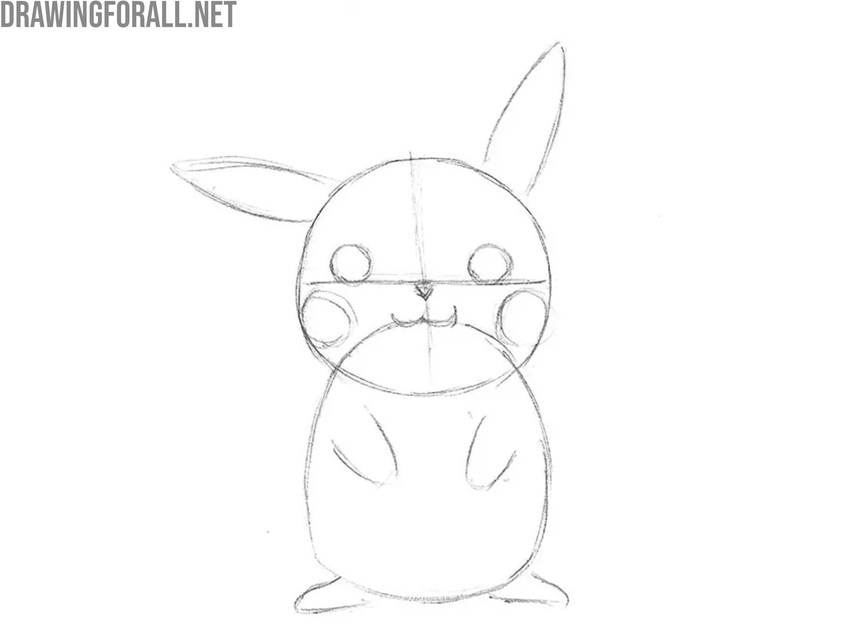 Draw the face of Pikachu