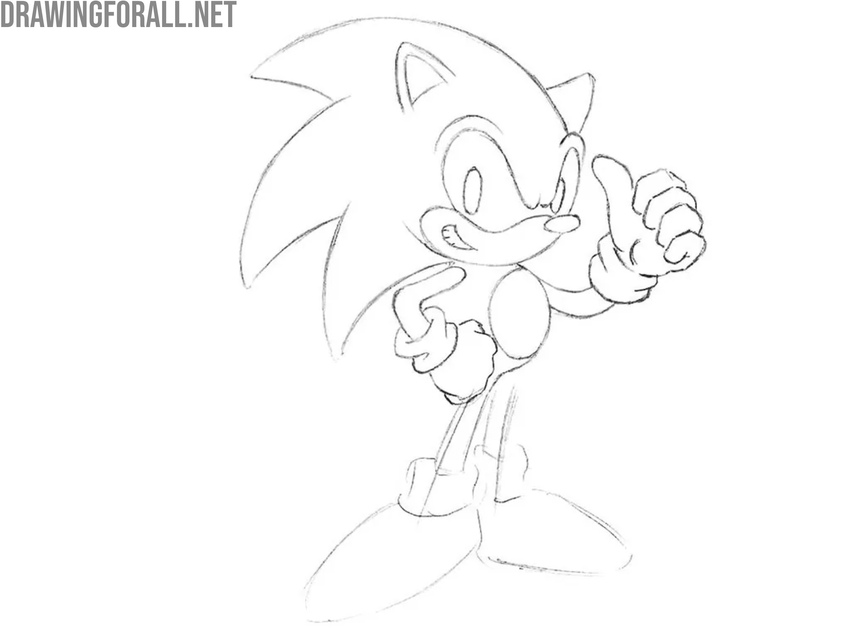 Refine the torso and arms of Sonic