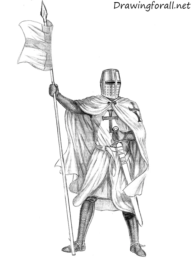 how to draw a knight with a pencil